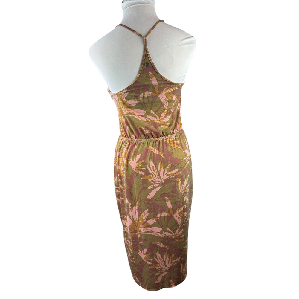 Prana Ayla Dress Racerback Tropical Green Brown Stretch Medium Resort Cruise - Picture 12 of 16
